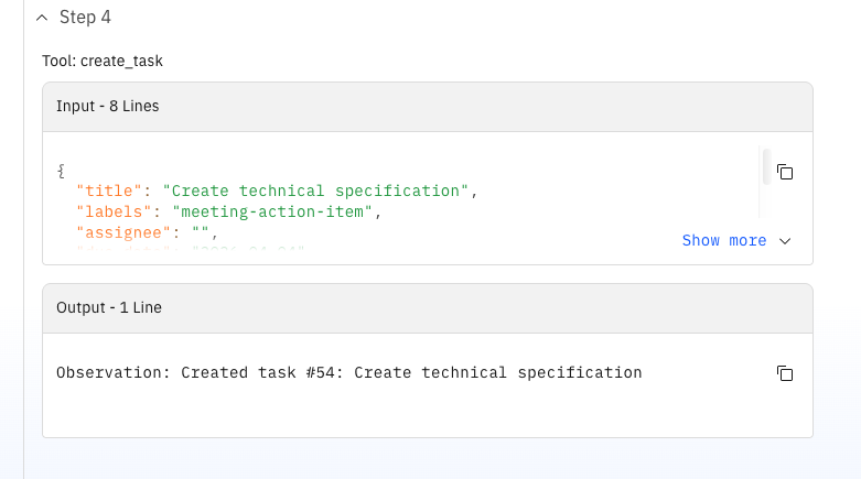 Tasks-Tool Übergabeschritt